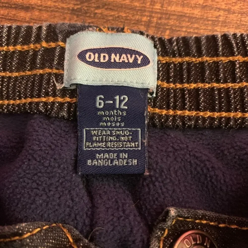 OLD NAVY Boy’s Fleece Lined Dark Wash Jeans / Size: 6-12 Months